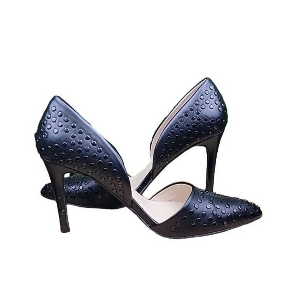 French Connection Womens Leather Ellis Studded D'Orsay Dress Pump Black Size 9 - Picture 5 of 12